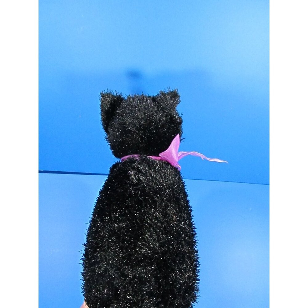 Unbranded Black Cat Plush Halloween Purple Bow 10" Stuffed Animal - Picture 3 of 7